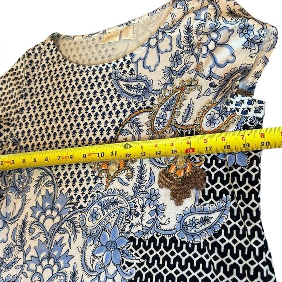 Chicos Paisley Sequin Embellished Tee Shirt Top Cotton Modal Womens Size Large - Picture 8 of 9